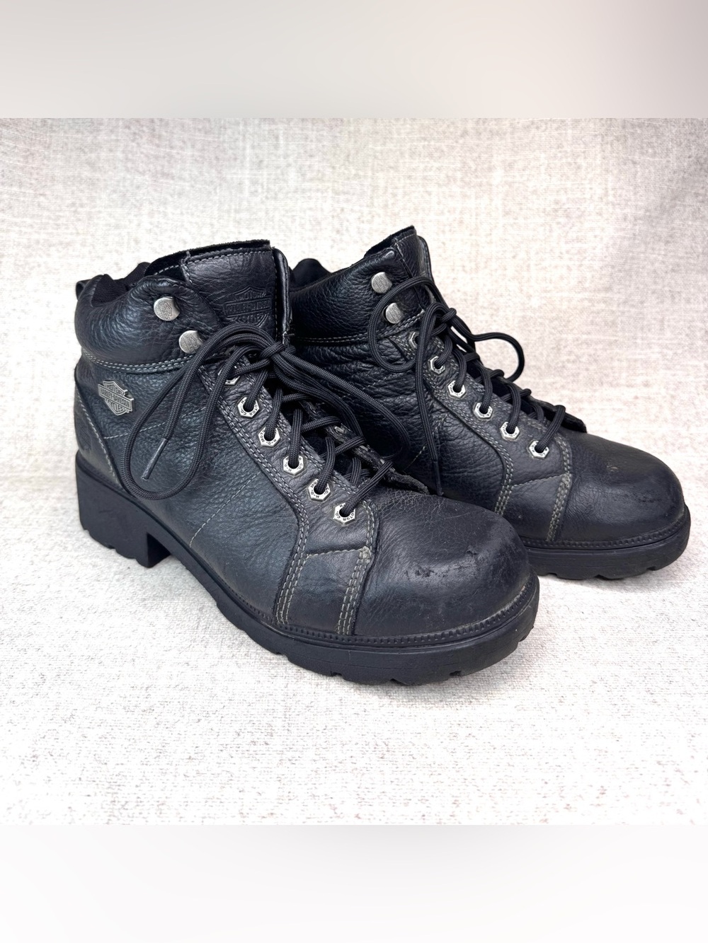 Harley Davidson Tyler lace up ankle Boots women's sz 11 black leather bikercore